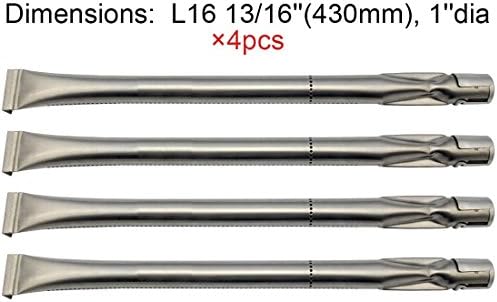hotsizz (4-pack) Universal Straight Stainless Steel Pipe Burner for Charmglow, Nexgrill, Costco Kirkland, Perfect Glo, Permasteel, Sterling Forge, and O