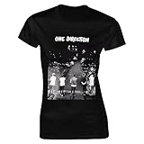 One Music and Direction Women's T-Shirt Printed Casual Crewneck Short Sleeve Tops Summer Tee Black Medium