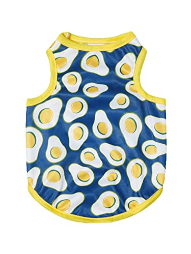 Qwinee Dog Tank Top Fruit Avocado Print Cute Cat Puppy T Shirt Breathable Lightweight Pet Vest Clothes For Small Medium Large Dogs Cats Kitten Blue M #TOP20