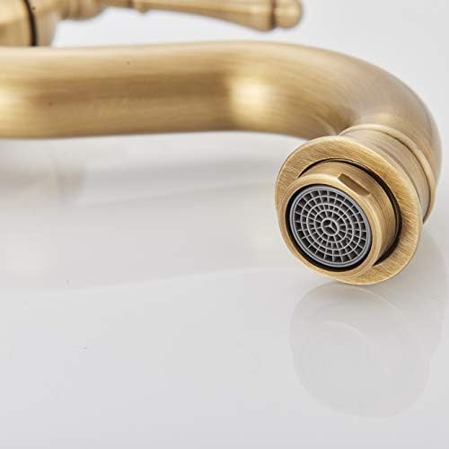 Rozin Antique Brass Bathroom Sink Tap Brass Single Hole Deck Mounted Basin Mixer Wash Sink Tap