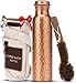 AVA DESIGNZ Botella de Agua de Cobre Puro Martillado a Mano 950 ml – Botella Ayurvédica Antifugas Sin BPA para Yoga, Viajes y Oficina con Bolsa de Lona, Bolsillo, Porta Tarjetas y Cepillo