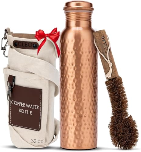 CLEO HOME 100% Pure Copper Water Bottle for...