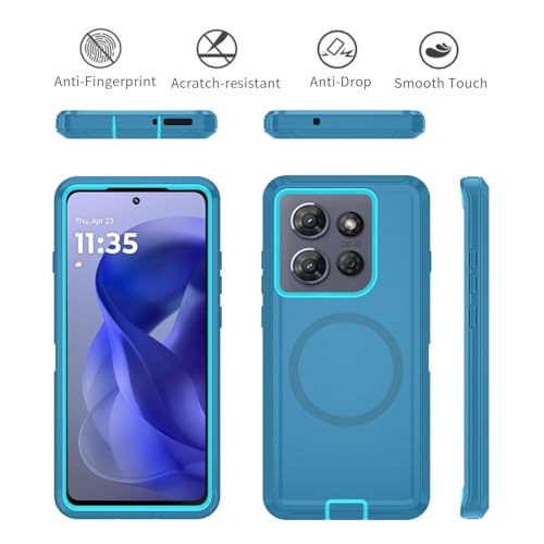 Asuwish Phone Case for Motorola Moto G Power 5G 2025 with Tempered Glass Screen Protector Magnetic Cell Cover Hybrid Shockproof Protective Heavy Duty Mobile Accessories XT2515-1 Women Men Lake Blue by Asuwish - Used condition - Image 6