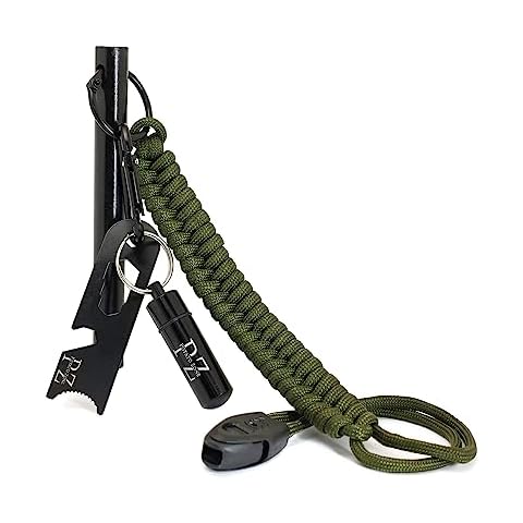 Potato Zone Waterproof Survival Fire Starter Kit | 5" x 1/2" Ferrocerium Rod, Up to 32,000 Strikes, Weatherproof Design, 550lb Paracord, Whistle, Multi-Tool Striker, Waterproof Capsule, Carabiner Cover