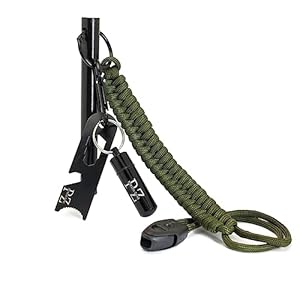 Waterproof Survival Fire Starter Kit | 5″ x 1/2″ Ferrocerium Rod, Up to 32,000 Strikes, Weatherproof Design, 550lb Paracord, Whistle, Multi-Tool Striker, Waterproof Capsule, Carabiner