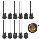 E26/E27 Waterproof Lamp Holder Socket, Black Pigtail Rainproof Light Socket (12)