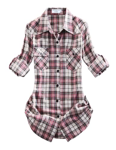 Match flannel plaid button-down shacket