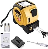 Telituny Laser Entfernungsmesser Massband, 60m Digitales Maßband mit Kreuzlinienlaser und 5-m-Stahlmaßband, Laser Wasserwaage mit LCD-Display, Messband Maßbänder, für Abstand Fläche Volumen Messung