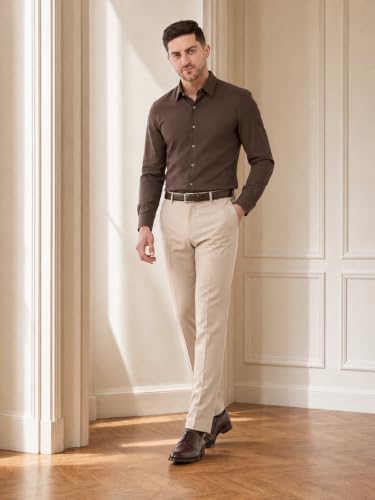 Image of SaintX Men's Premium 4-Way Comfort Stretch Formal Trousers | Smart Sweat Wicking Wrinkle Free Fabric | Smarter Techno Flex Expandable Waistband | Stylish Slim Fit | Daily Office Wear