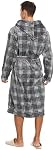 Robe Homme avec Hood, Robe Cozy Fluffy pour hommes en peluche de luxe Peigne Plaid pour l'hiver