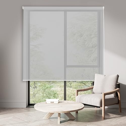 Blindecor | Rollo Modell Egeo | Rollo Screen 5% | 403 Hellgrau - 140 x 180 cm | Stoffmaße 136 x 175 cm.