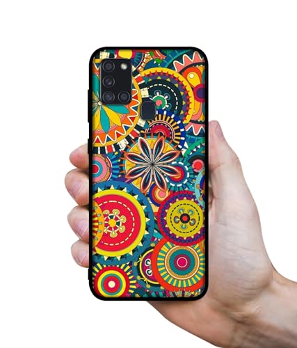Image of Ring Pattern Print Design Premium 2D Printed Metal Back Case Cover for Samsung Galaxy A21S 4G