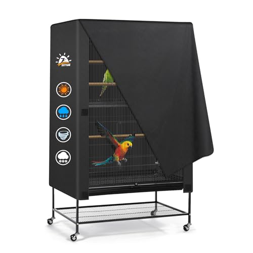 Zettum Bird Cage Cover - 600D Bird Cage Covers for Night Heavy Duty & Waterproof Fade-Resistant Pet Bird Cage Cover Accessory for Parakeet Parrot Cockatiel and More Finches - 33 x 23 x 40 Inch