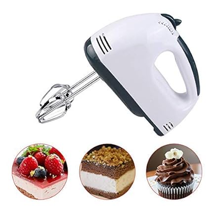 Holy Delight 7 Speed Fit Double Whisk Eggs Hand Mixer Electric Batter Beater for Cake Baking/Ice Creme Mixer (White)