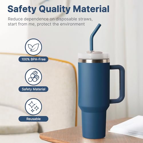 Image of 12.2 inch Long Metal Straw for Stanley 40oz Cup, Reusable Replacement Straw