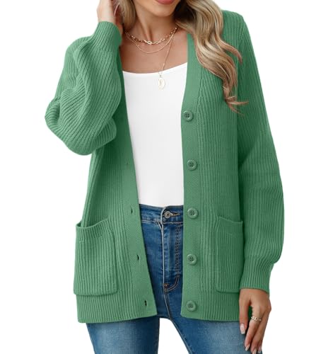 VIISHOW Women Chunky Knit Cardigan Sweater Long Sleeve V Neck Button up Cardigan with Pocket Sweater Coat for Fall and Winter