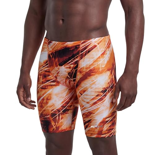 Sporti Boys' Athletic Swim Jammers, Cyberwave - Orange - 22