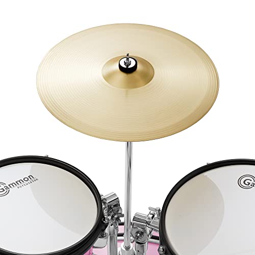 Gammon Percussion 5-Piece Junior Starter Drum Kit With Cymbals, Hardware, Sticks, & Throne - Pink #TOP3