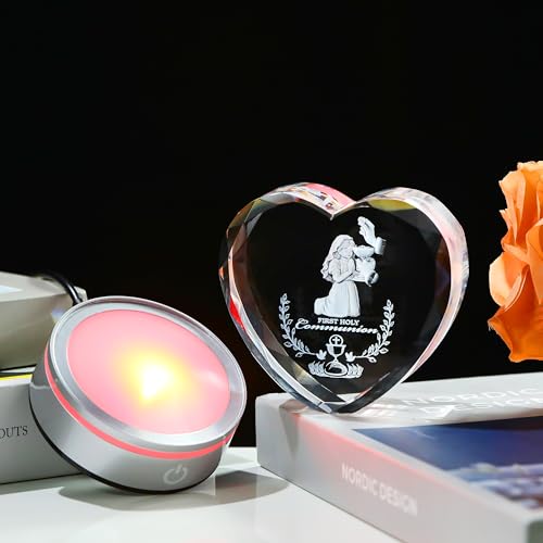 Image of Qianwei First Communion Gifts for Girls, 3D Engraving Crystal Praying Girl Figurine First 1st Communion Veil Decoration, Baptism Gifts for Girls Catholic