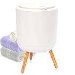 SereneLife Freestanding Towel Warmer Bucket – 18" Hot Towel Warmer with Legs for Bathroom & Spa, 12L Capacity, Built-in Timer, Aroma Discs & LED Indicator, Fits One Bath Towel or Robe, Gray