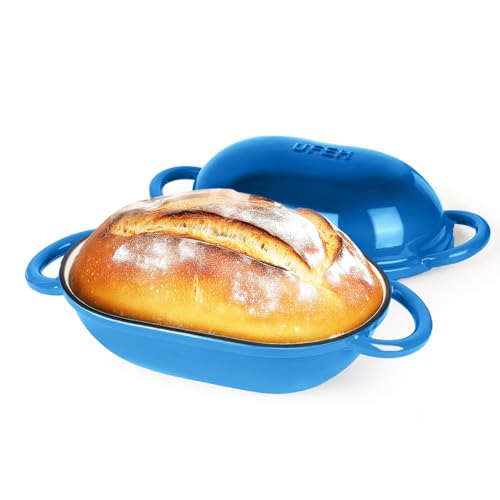 UFEH Dutch Oven 2QT Cast Iron for Bread Baking, Blue