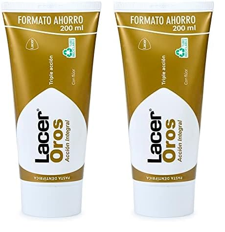 LACER OROS - Pasta de Dientes 200 ml, Protección Bucodental Integral, Triple Acción, Previene el Sangrado, Reduce la Sensibilidad Dental, Protege Contra la Caries (Paquete de 2)