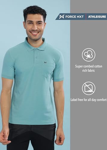 Image of Force NXT Polo Neck T-Shirt for Men Pack of 1 | Regular Fit T-Shirt for Men | Premium Super Combed Rich Cotton Polo Shirt | Men's Ultra Soft Half Sleeve T-Shirt