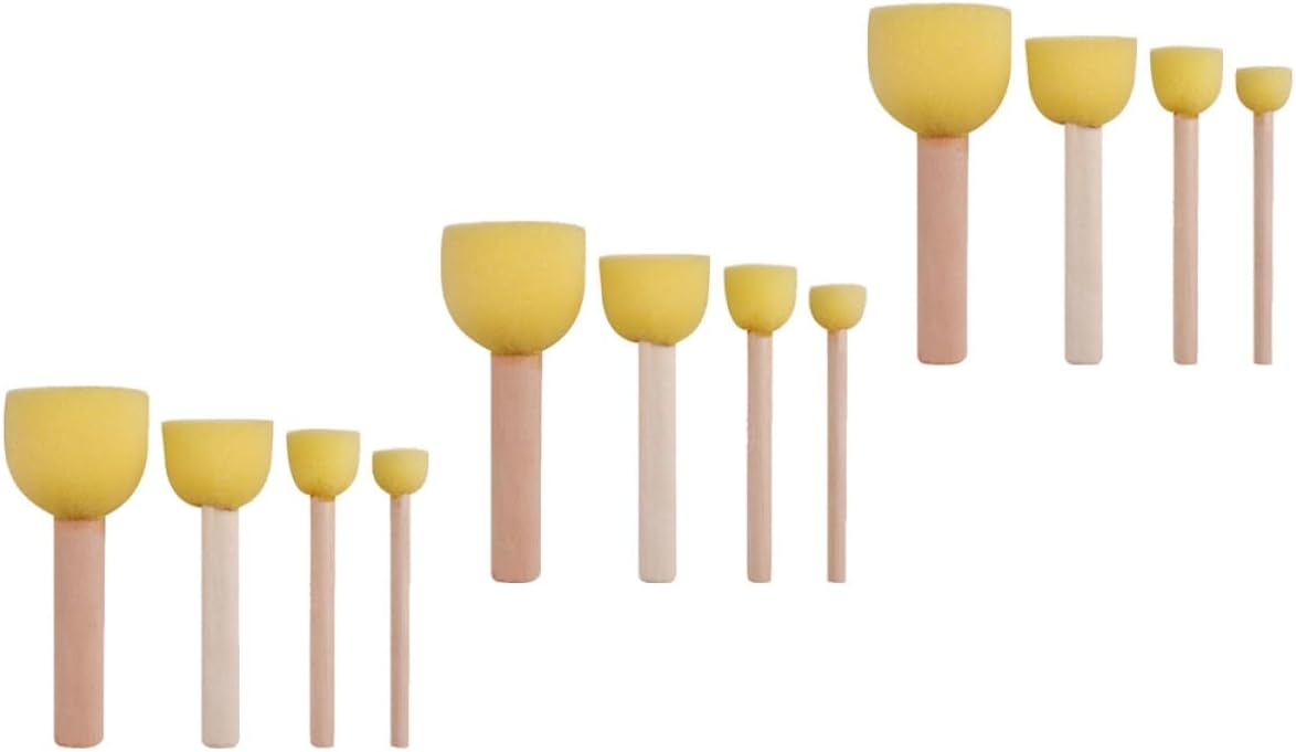 Cabilock 12 Pcs Sponge Painting Brushes Safe Washable Drawing Tools for Watercolor Crafts Bright Colors DIY Art Stamps for Preschool and Teens