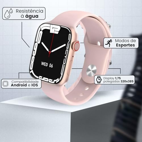 Relógio Inteligente Smartwatch G9 Pro UTILY, Compatível Com iOS e Android, Bateria Recarregável Dura