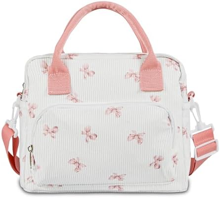 Lunch Bag for Women Insulated Lunch Box Cute Corduroy Lunch Tote Bags Reusable Large Capacity Cooler Bag with Adjustable Shoulder Strap for Travel Work Picnic