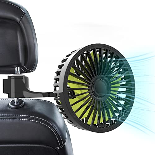 Image of Dealswin USB Car Seat Fans for Backseat: Protable Car Cooling Fan for Car Rear Seat Baby Kids, 3 Speeds and 360 Degree Rotatable Car Rear Seat Headrest Fan for Sedan, SUV, RV, Van Strong Wind