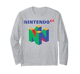 Nintendo 64 Classic Logo Retro Vintage Long Sleeve Tee Long Sleeve T-Shirt, Adult Unisex, Heather Grey, Large