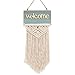 Wisząca tablica znak makrama ścienna 'Welcome' gobelin ręcznie wykonany drewniany znak powitalny do drzwi wejściowych tkana frędzla ściana pedymenty dekoracje boho (kolor: Niebieski, rozmiar: jeden rozmiar)