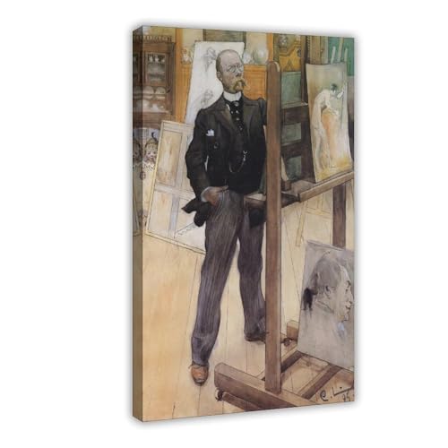 Impression sur toile Carl Larsson autoportrait 30x45cm pour decoration murale