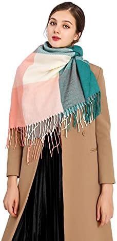 Miss Lulu Women Scarves Winter Long Soft Warm Tartan Check Wraps Wool Spinning Tassel Shawl Stole Scarf Ladies