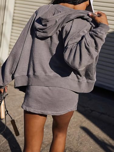 Halfword 2 Piece Skirt Sets for Women Long Sleeve Zip Up Hoodie and Skirt Lounge Matching Sets Casual Sweatsuits Gym Clothes4