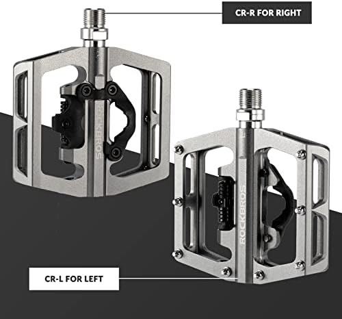 ROCKBROS Pedały Rowerowe Aluminiowe Antypoślizgowe Pedały SPD/Pedały Platformowe 9/16" do Roweru Szosowego MTB Czarne Czerwone Niebieskie Ti