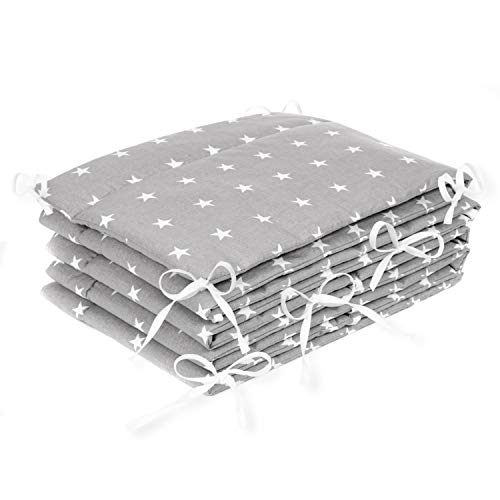 Amilian® Bettumrandung Nest Kopfschutz Nestchen 420x30cm, 360x30cm, 180x30 cm Bettnestchen Baby Kantenschutz Bettausstattung Sternchen grau (360x30cm)
