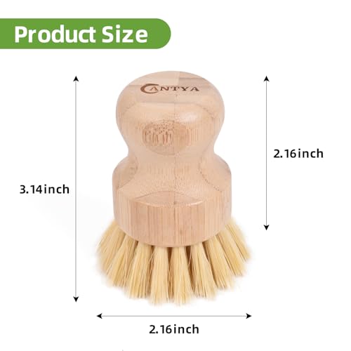 Image of 6 Packs Bamboo Scrub Brush - Soft Bristle Natural Dish Brush Compostable Bamboo Dish Scrubber for Dishes Pans Grills and Stoves