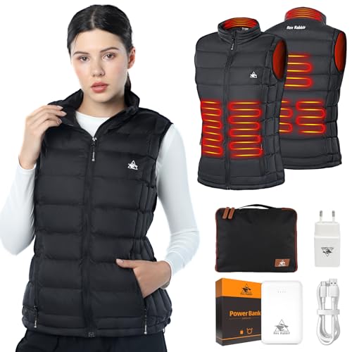 Rex Rabbit Heated Vest for Women,Electric Vest for Women 6 Heating Zones,Electric Heating Vest Battery Pack Plug Included