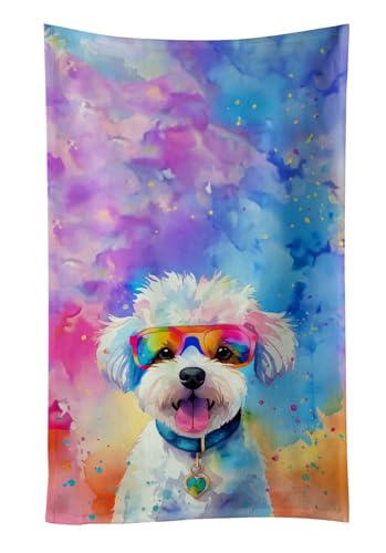 Caroline's Treasures DAC2462KTWL Bichon Frise Hippie Dawg Kitchen Towel Dish Cloths Guest Hand Towel Decorative Bathroom Towel for Face,Tea, Dishcloth, Kitchen and Bath