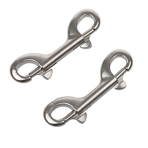 Double Ended Bolt Snap Hooks, 3-1/2 Inch Marine Grade Double End Scuba Diving Clips, 316 Stainless Steel Trigger Chain Clip, for Water Bucket Pet Feed Bucket Agricultural Equine Dog Leash, 2Packs