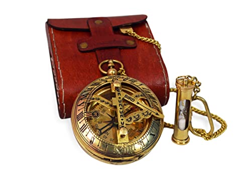 Brújula de latón de regalo original para viajeros con cadena y estuche