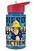 Produktbild P:os 27264 - Trinkflasche für Kinder, ca. 450 ml, transparentes Design mit Feuerwehrmann Sam Motiv und integriertem Strohhalm zum Hochklappen, aus Kunststoff, bpa- und phthalatfrei