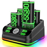 4-Pack 5580mWh Xbox Controller Battery with Battery Charger Station for Xbox One/Series S|X Controller, Xbox Rechargeable Battery Packs with RGB Lighting, Interactive Gaming Figures