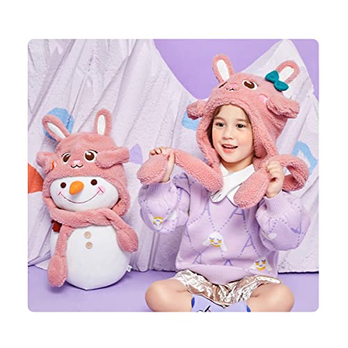 7-Mi Kids Plush Hat With Ear Moving Jumping Hats Funny Cute Rabbit Animal For Boys And Girls Winter Cold Weather Soft Warm Cap Pink thumb #4