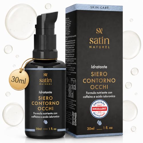 Satin Naturel Crema Contorno Occhi 30 ml – Con Aloe Vera Bio, Acido Ialuronico, Taurina & Vitamina E – Contro Occhiaie & Rughe – Idratazione per il Contorno Occhi – Vegana & Naturale