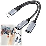 USB C Splitter 2 Port,US-B/C Splitter 1 in2 out,USB C Male to Dual Female Adapter,Dual U/SBC Headphone and Charge Type C Audio,U-SB/C Female Cord Converter,US/B-C Double Adapter for PC Phone Laptop