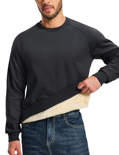 Image of MAGCOMSEN Mens Sweatshirt Fleece Sherpa Lined Thermal Heavyweight Pullover | Thick, Casual, Warm and Comfortable, Winter Wear, Crewneck, Ribbed Cuffs and Hem, for Outdoor Sports and Daily Wear