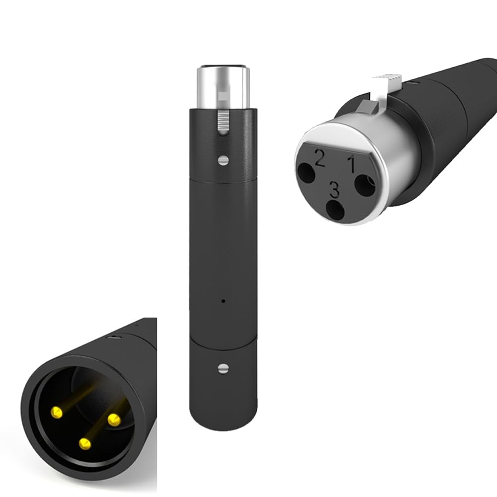 Professioneller Phantomspeiseadapter XLR 3-polig 48 V für dynamisches Mikrofon, Vorverstärker-Adapter auf Verstärkung 28 dB